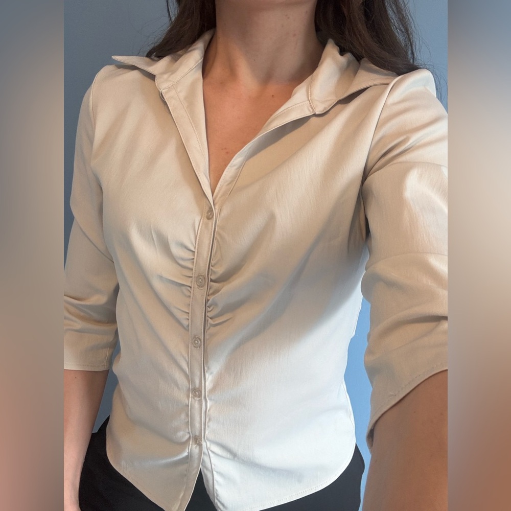 Garage Tailored Top - Beige, Vintage